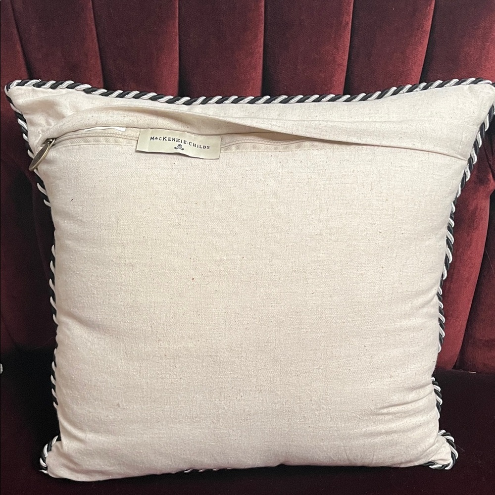 MacKenzie-Childs Cream and Black Pillow size 16 x 16 - Picture 2 of 3